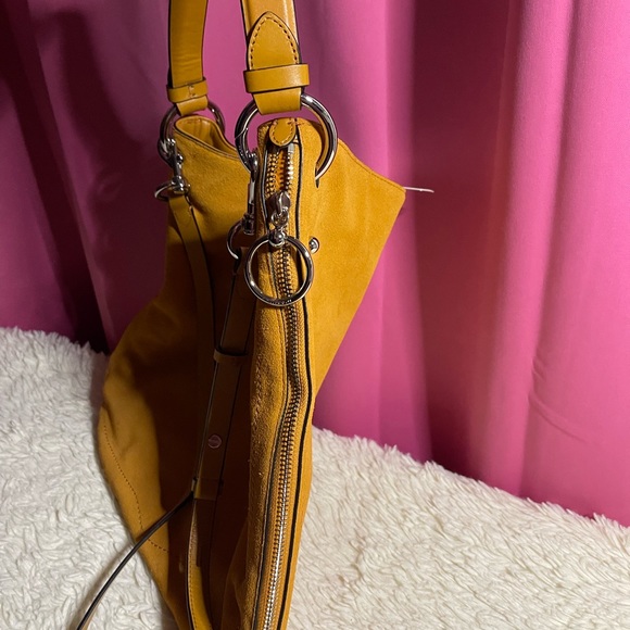 Stunning, yellow mustard suede and leather hobo bag - Picture 5 of 16